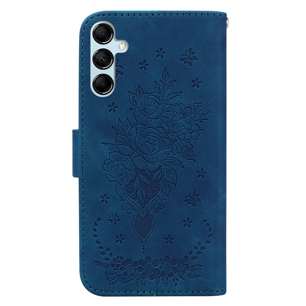 For Samsung Galaxy M54 5G / F54 5G Leather Wallet Stand Phone Case Imprinted Rose Butterfly Shell