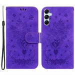 For Samsung Galaxy M54 5G / F54 5G Leather Wallet Stand Phone Case Imprinted Rose Butterfly Shell