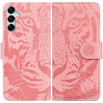 For Samsung Galaxy M54 5G / F54 5G Tiger Imprint Phone Case Leather Stand Wallet Anti-drop Cover