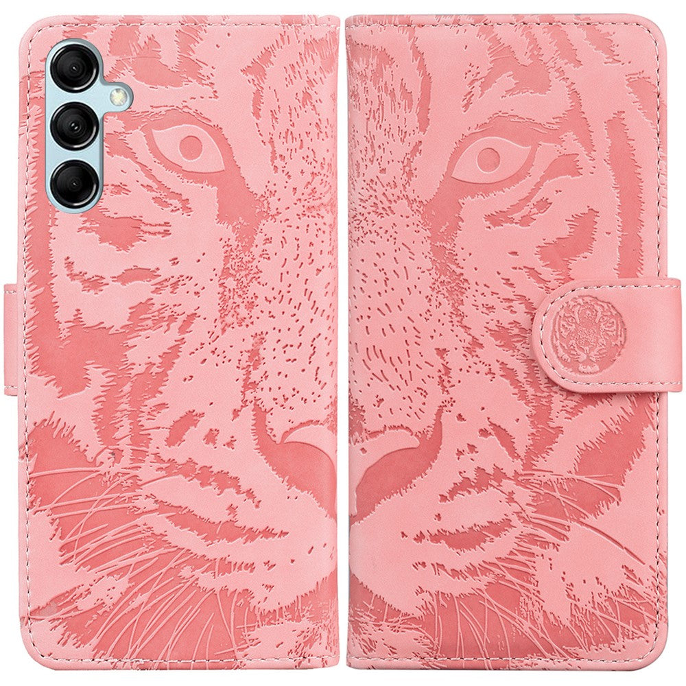 For Samsung Galaxy M54 5G / F54 5G Tiger Imprint Phone Case Leather Stand Wallet Anti-drop Cover