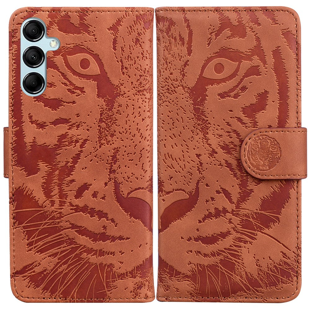 For Samsung Galaxy M54 5G / F54 5G Tiger Imprint Phone Case Leather Stand Wallet Anti-drop Cover