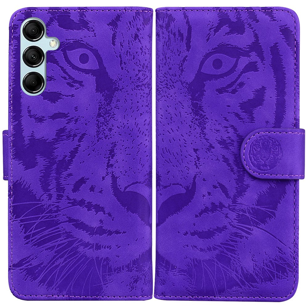 For Samsung Galaxy M54 5G / F54 5G Tiger Imprint Phone Case Leather Stand Wallet Anti-drop Cover