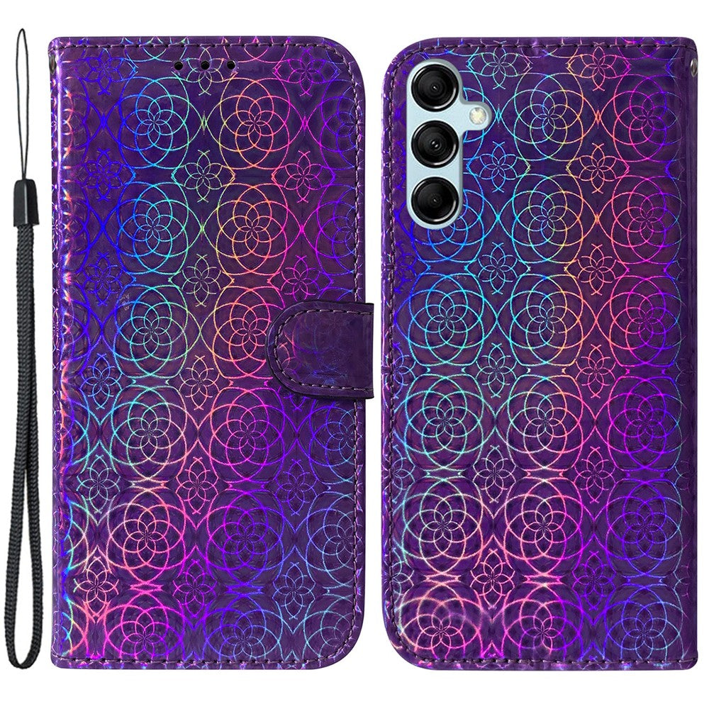 For Samsung Galaxy M54 5G / F54 5G Leather Wallet Case Dazzling Flower Pattern Phone Stand Cover