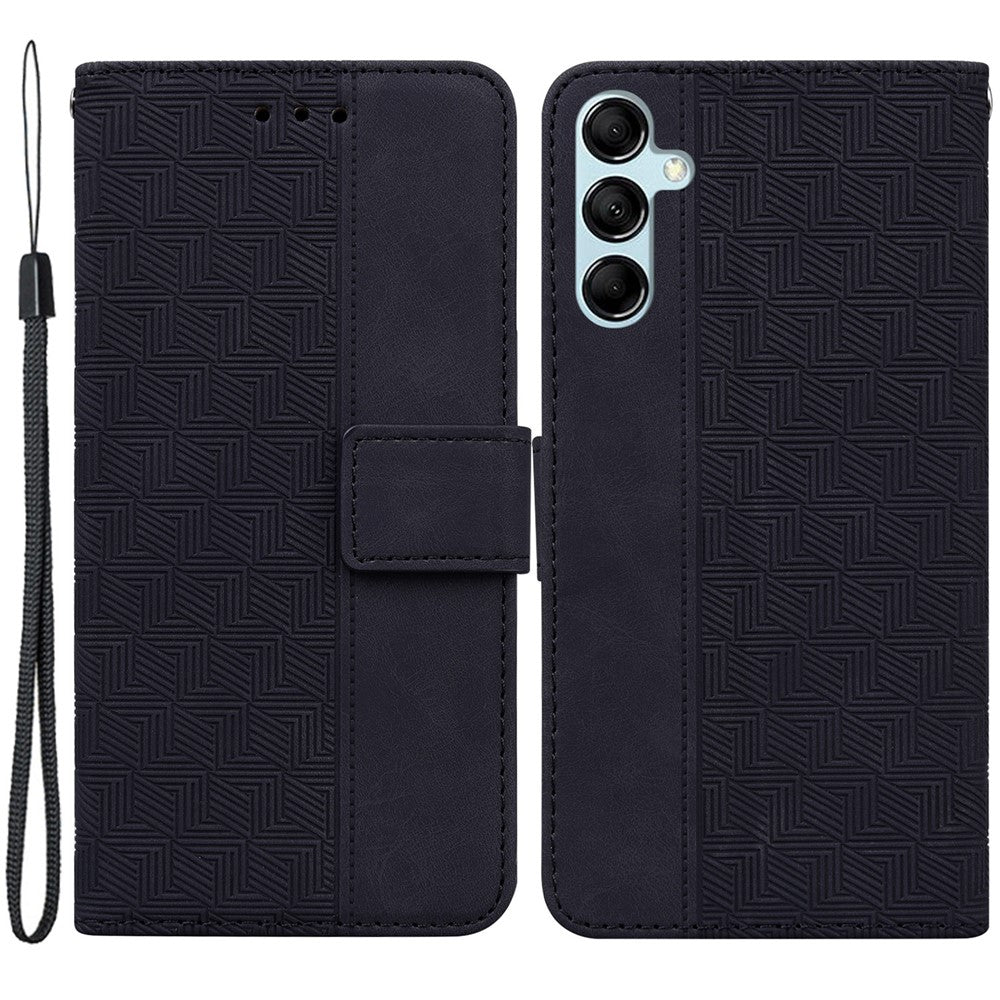 For Samsung Galaxy M54 5G / F54 5G Wallet PU Leather Cover Geometry Imprinted Stand Phone Case