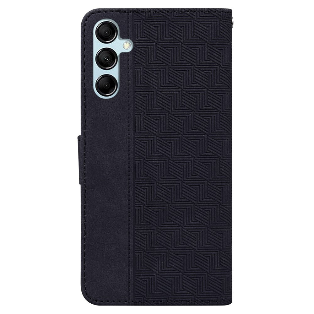 For Samsung Galaxy M54 5G / F54 5G Wallet PU Leather Cover Geometry Imprinted Stand Phone Case