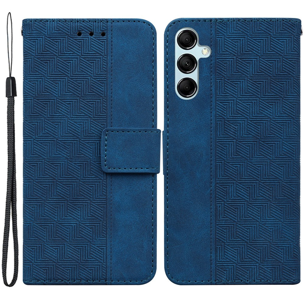 For Samsung Galaxy M54 5G / F54 5G Wallet PU Leather Cover Geometry Imprinted Stand Phone Case