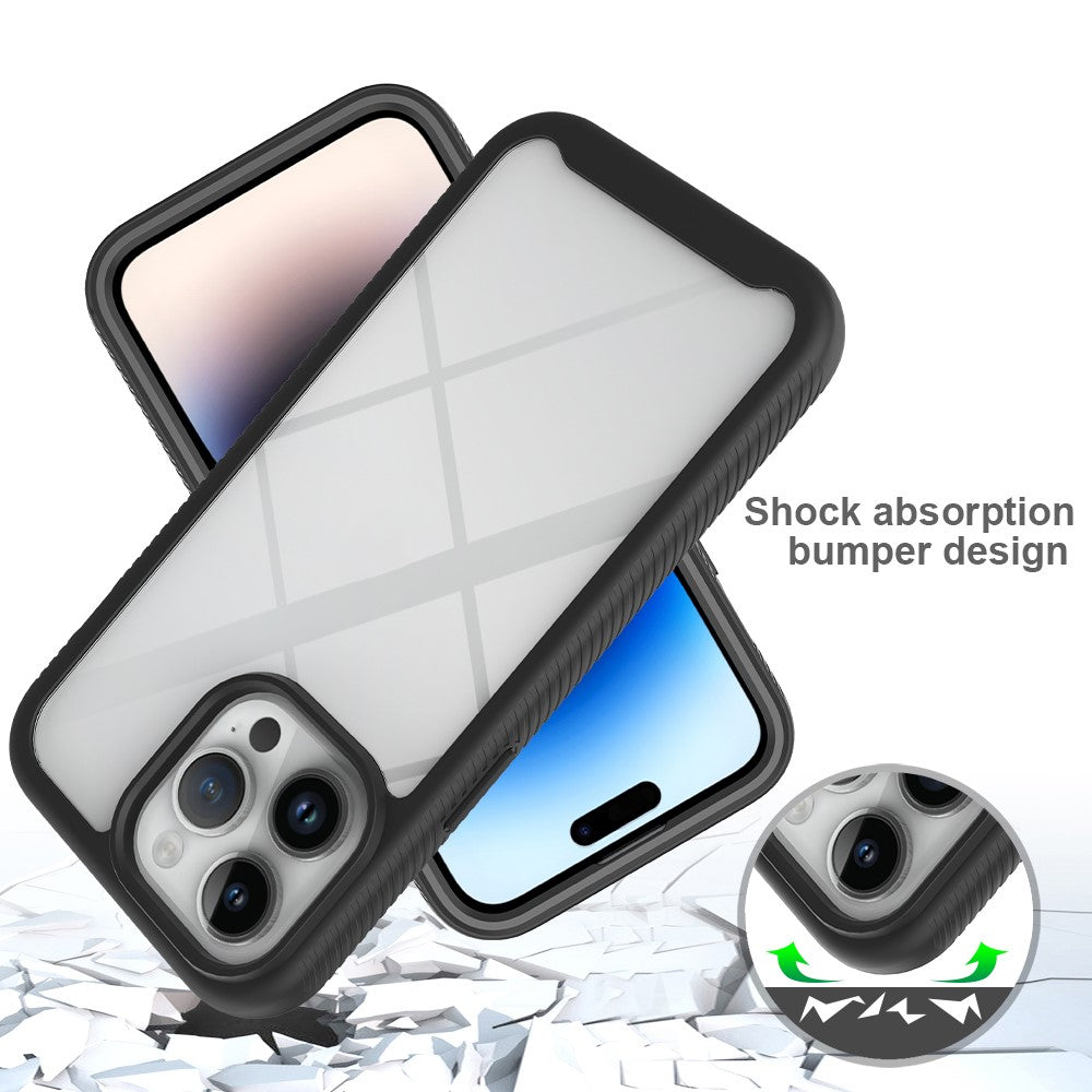 For iPhone 15 Pro Max 3-in-1 Full Protection Phone Case TPU+PC Cover with PET Screen Protector