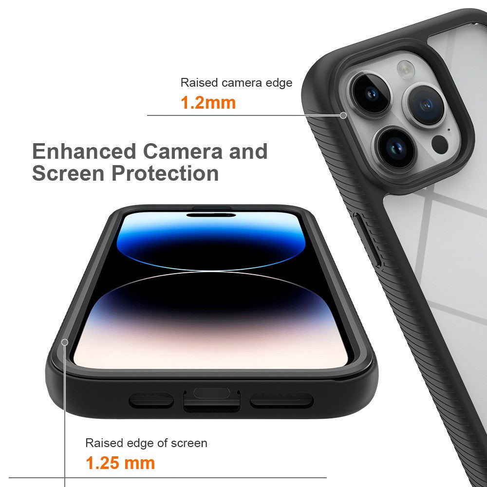 For iPhone 15 Pro Max 3-in-1 Full Protection Phone Case TPU+PC Cover with PET Screen Protector