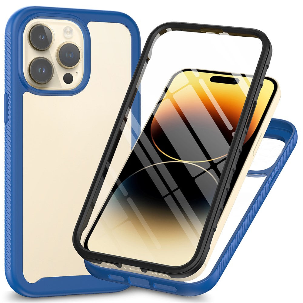 For iPhone 15 Pro Max 3-in-1 Full Protection Phone Case TPU+PC Cover with PET Screen Protector