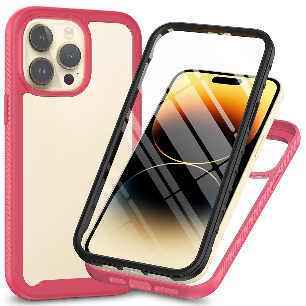 For iPhone 15 Pro Max 3-in-1 Full Protection Phone Case TPU+PC Cover with PET Screen Protector