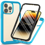 For iPhone 15 Pro Max 3-in-1 Full Protection Phone Case TPU+PC Cover with PET Screen Protector