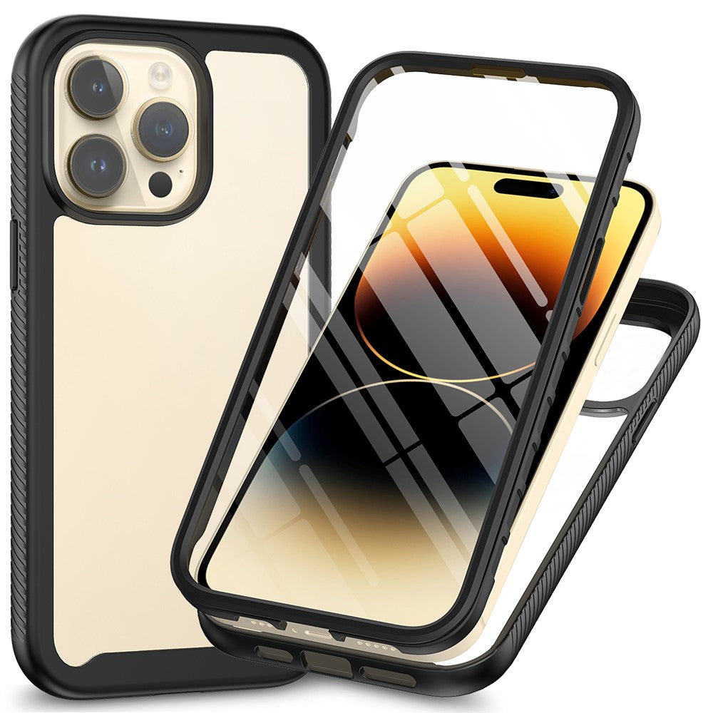3-in-1 Shockproof Case for iPhone 15 Pro Anti-Scratch TPU+PC iPhone Cover with PET Screen Protector