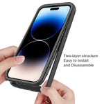 3-in-1 Shockproof Case for iPhone 15 Pro Anti-Scratch TPU+PC iPhone Cover with PET Screen Protector