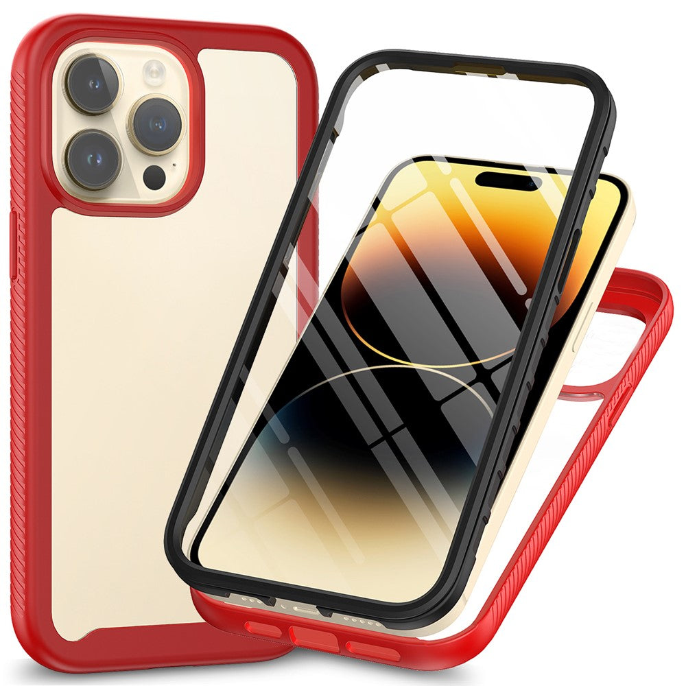 3-in-1 Shockproof Case for iPhone 15 Pro Anti-Scratch TPU+PC iPhone Cover with PET Screen Protector