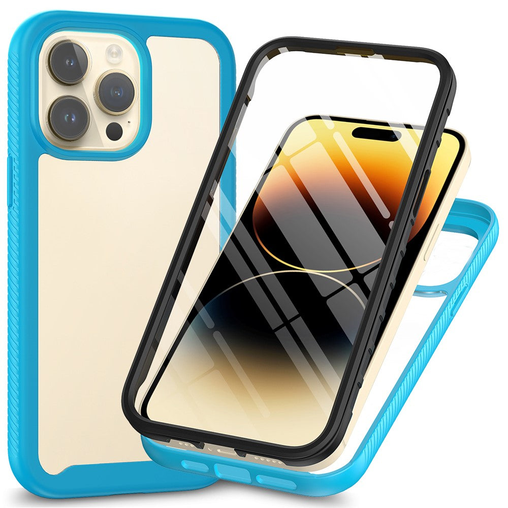3-in-1 Shockproof Case for iPhone 15 Pro Anti-Scratch TPU+PC iPhone Cover with PET Screen Protector