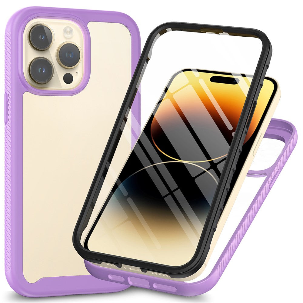 3-in-1 Shockproof Case for iPhone 15 Pro Anti-Scratch TPU+PC iPhone Cover with PET Screen Protector
