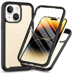 For iPhone 15 Full Protection Phone Case 3-in-1 Anti-Drop TPU+PC Cover with PET Screen Protector