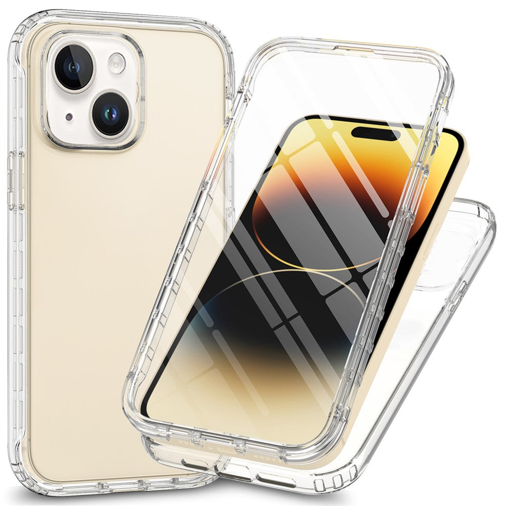 Til iPhone 15 Plus Farvegradueret telefoncover PC+TPU Stødsikkert cover med PET skærmbeskytter