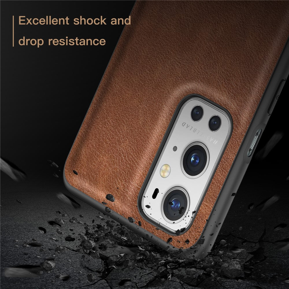 OnePlus 9 Pro 5G mobilskal Retro PU-läderbelagt TPU+PC Fallskyddsskal