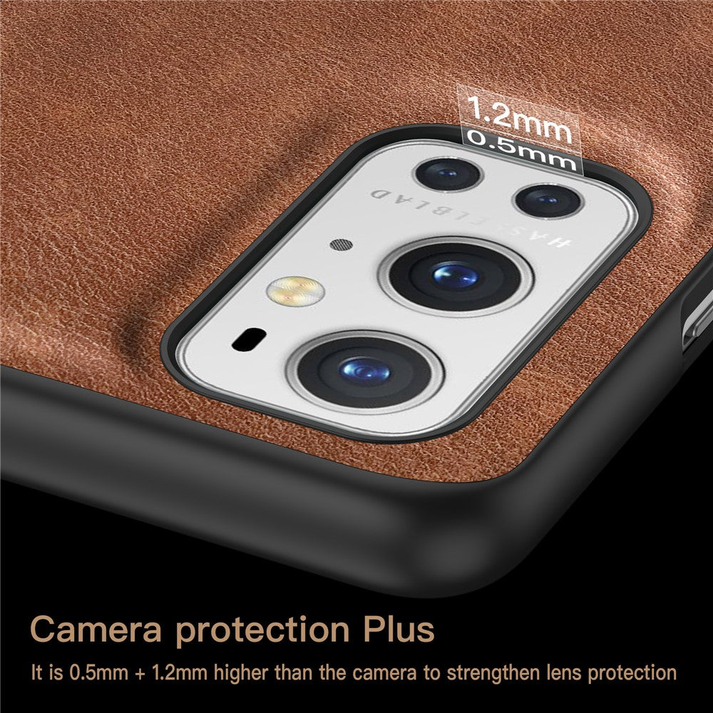 OnePlus 9 Pro 5G mobilskal Retro PU-läderbelagt TPU+PC Fallskyddsskal