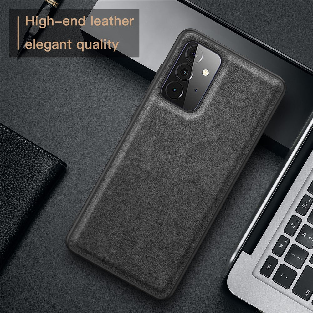 Samsung Galaxy A72 4G / 5G Retro mobilskal PU-läderbelagt TPU+PC Halkfritt Greppskydd