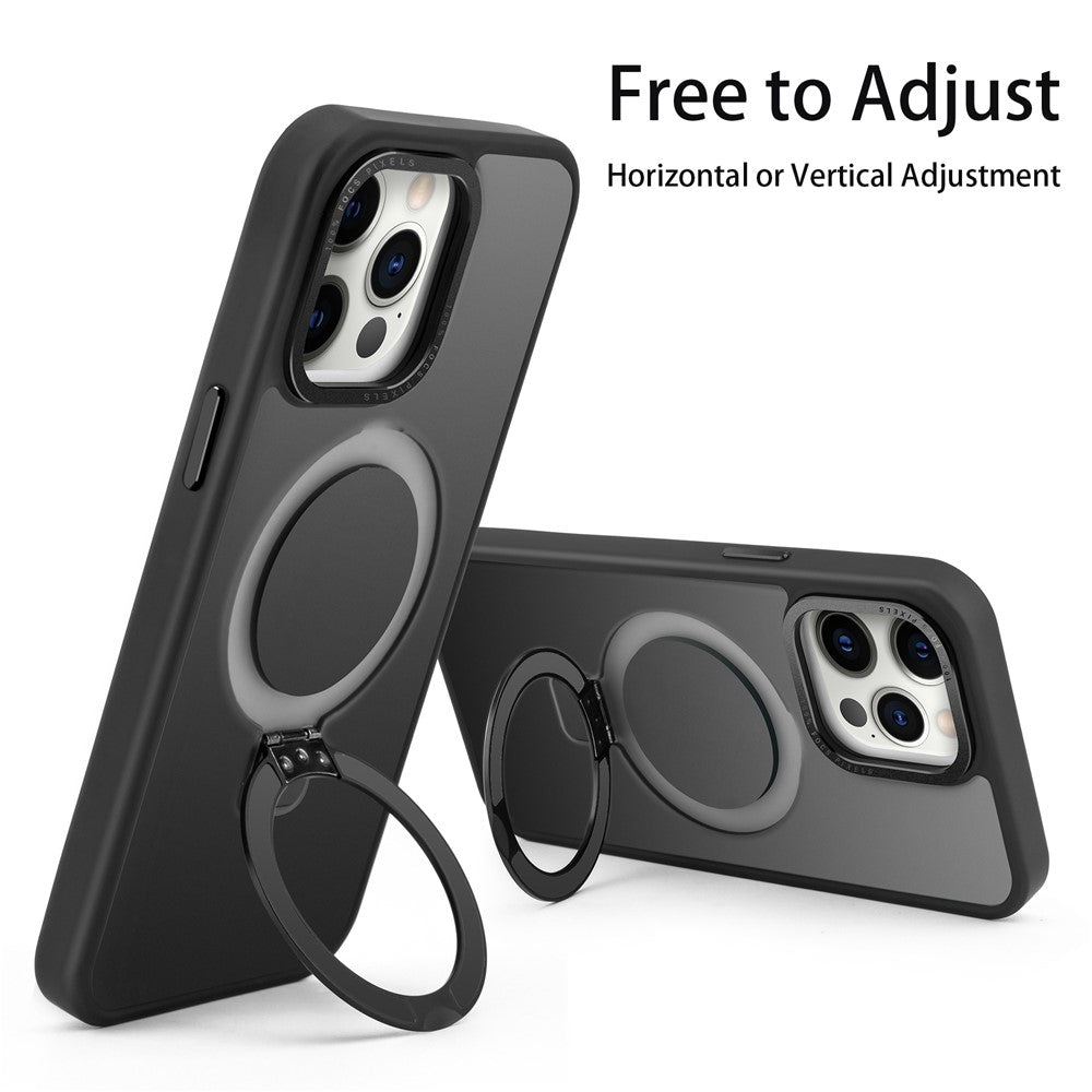 For iPhone 12 / 12 Pro Matte Phone Case Compatible with MagSafe TPU+PC Kickstand Magnetic Cover