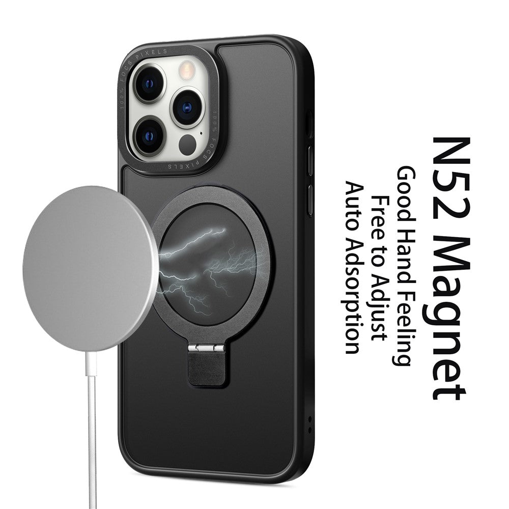 For iPhone 12 / 12 Pro Matte Phone Case Compatible with MagSafe TPU+PC Kickstand Magnetic Cover