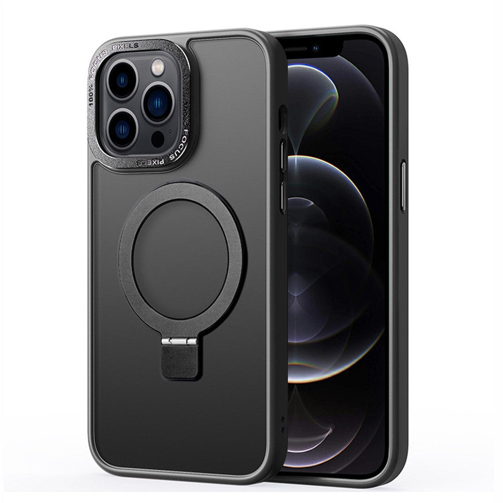 For iPhone 12 / 12 Pro Matte Phone Case Compatible with MagSafe TPU+PC Kickstand Magnetic Cover