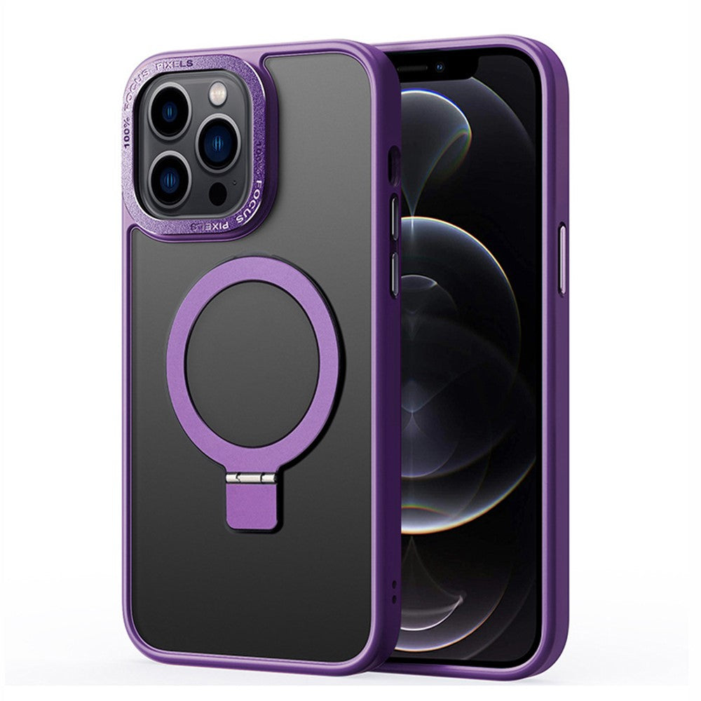 For iPhone 12 / 12 Pro Matte Phone Case Compatible with MagSafe TPU+PC Kickstand Magnetic Cover