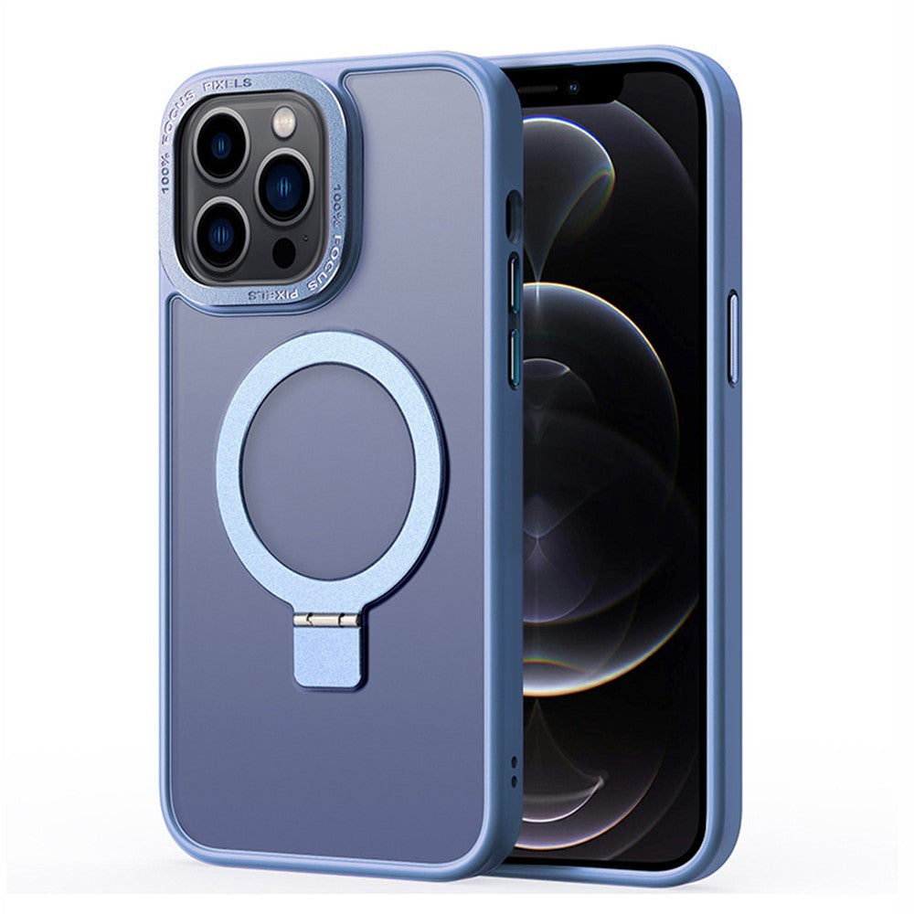 For iPhone 12 / 12 Pro Matte Phone Case Compatible with MagSafe TPU+PC Kickstand Magnetic Cover