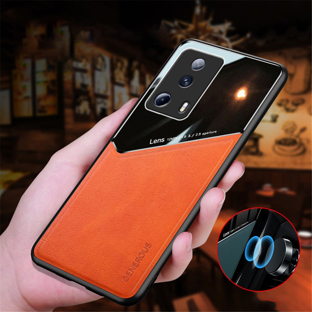 For Xiaomi 13 Lite / Civi 2 5G Anti-fall Cover PU Leather Coated TPU+PC Phone Case with Car Mount Metal Sheet