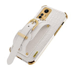 For Xiaomi Redmi Note 12S 4G PU Leather Coated TPU Case Electroplating Phone Cover with Wristband Kickstand