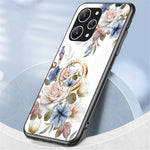 Flower Pattern Ring Kickstand Case for Xiaomi Redmi 12 4G Tempered Glass+PC+TPU Phone Cover