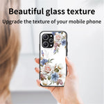 Flower Pattern Ring Kickstand Case for Xiaomi Redmi 12 4G Tempered Glass+PC+TPU Phone Cover