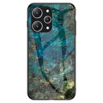 For Xiaomi Redmi 12 4G Shockproof Hybrid Case Tempered Glass+ PC+TPU Marble Pattern Phone Cover