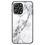 For Xiaomi Redmi 12 4G Shockproof Hybrid Case Tempered Glass+ PC+TPU Marble Pattern Phone Cover