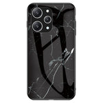 For Xiaomi Redmi 12 4G Shockproof Hybrid Case Tempered Glass+ PC+TPU Marble Pattern Phone Cover