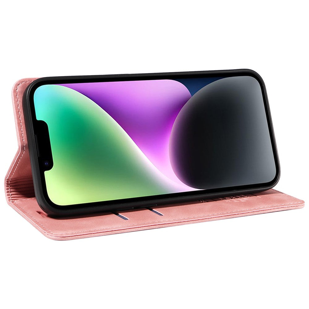 BETOPNICE 003 For iPhone 15 Fully Wrapped PU Leather Cover RFID Blocking Stand Wallet Phone Case