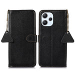 For Xiaomi Redmi 12 4G RFID Blocking Wallet Case Litchi Texture Genuine Cow Leather Stand Cover