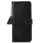 For Xiaomi Redmi 12 4G RFID Blocking Wallet Case Litchi Texture Genuine Cow Leather Stand Cover