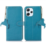 For Xiaomi Redmi 12 4G RFID Blocking Wallet Case Litchi Texture Genuine Cow Leather Stand Cover