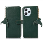 For Xiaomi Redmi 12 4G RFID Blocking Wallet Case Litchi Texture Genuine Cow Leather Stand Cover