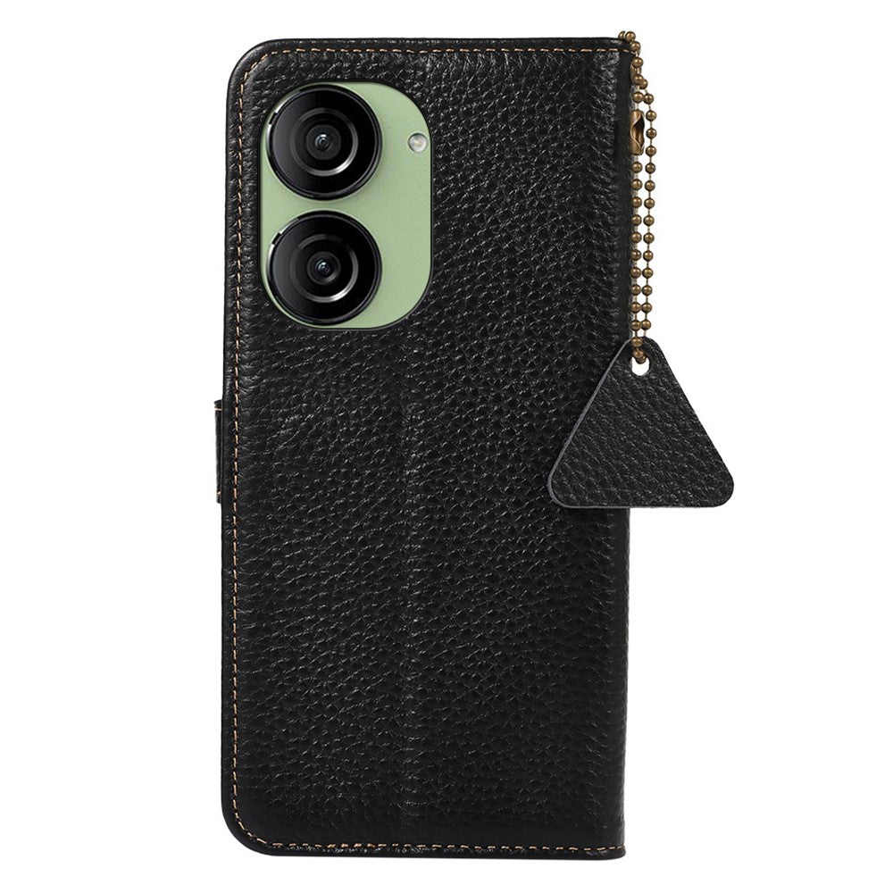 For Asus Zenfone 10 5G / 9 5G Genuine Cow Leather Cover RFID Blocking Wallet Stand Phone Case