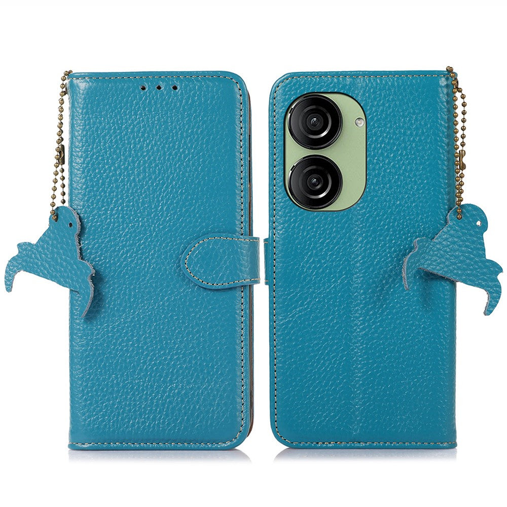 For Asus Zenfone 10 5G / 9 5G Genuine Cow Leather Cover RFID Blocking Wallet Stand Phone Case