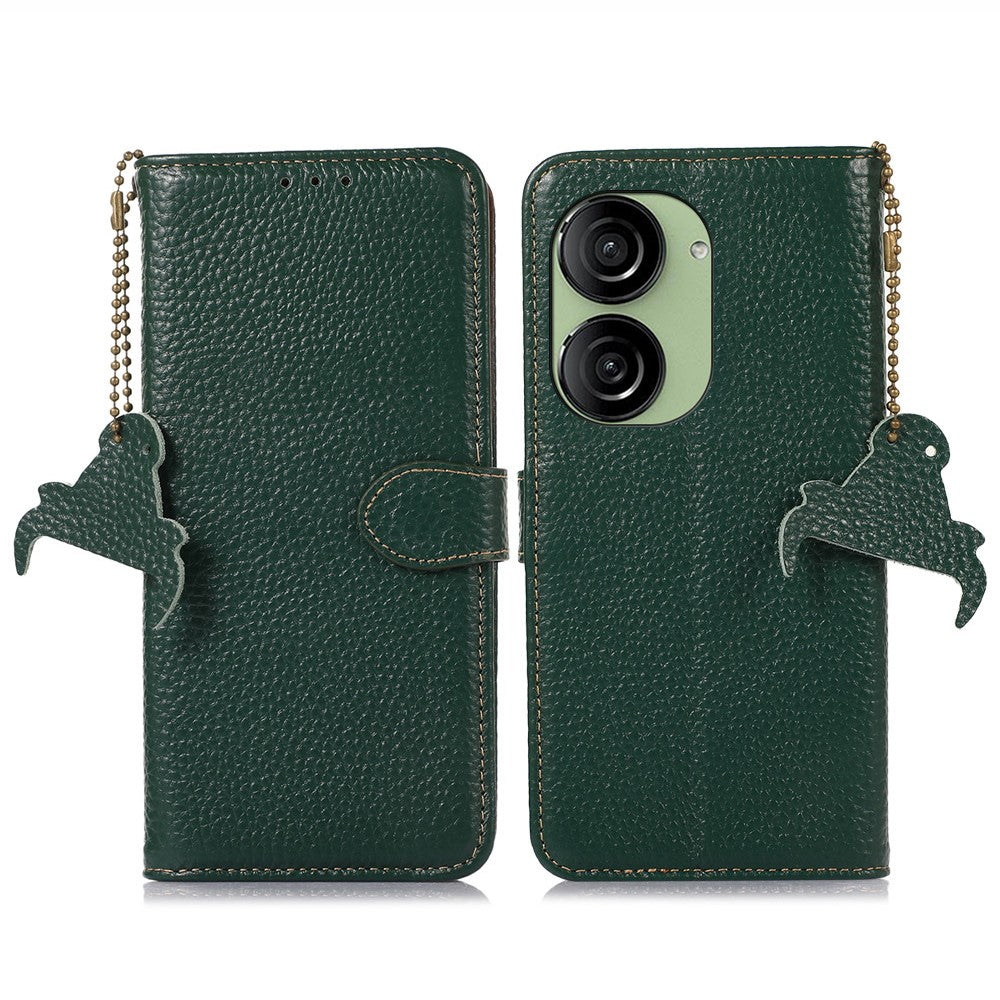 For Asus Zenfone 10 5G / 9 5G Genuine Cow Leather Cover RFID Blocking Wallet Stand Phone Case
