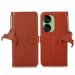 For Asus Zenfone 10 5G / 9 5G Genuine Cow Leather Cover RFID Blocking Wallet Stand Phone Case