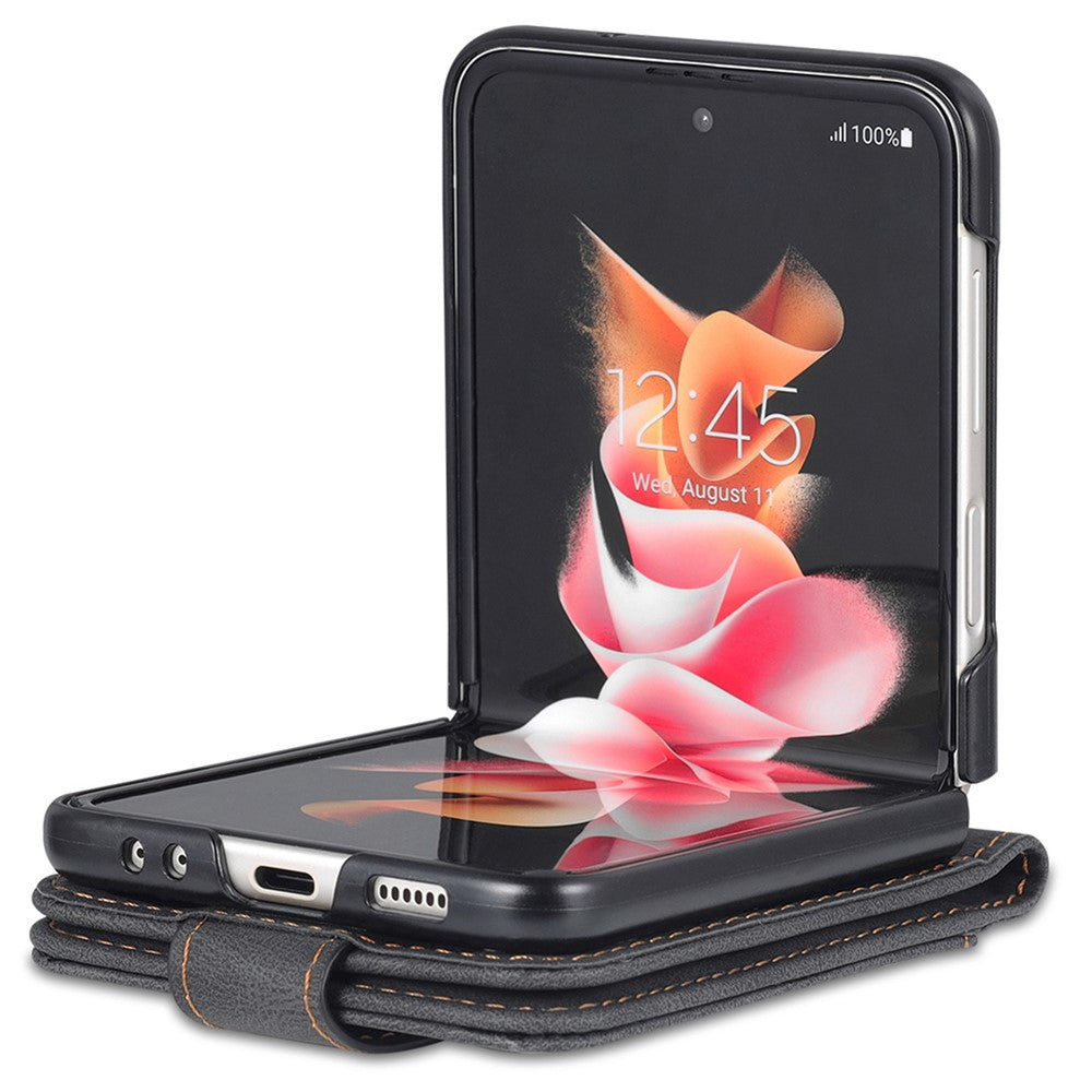 AZNS För Samsung Galaxy Z Flip5 5G PU-läderfodral med stativ och korthållare