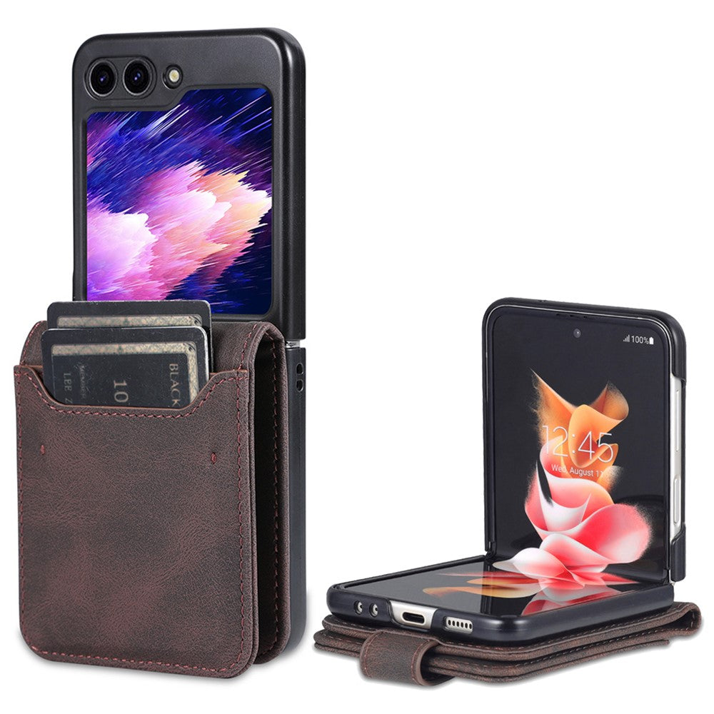 AZNS För Samsung Galaxy Z Flip5 5G PU-läderfodral med stativ och korthållare