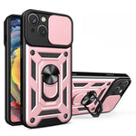 Til iPhone 15 Plus Anti-Fingeraftryk Telefoncover PC+TPU Kickstand Cover med Beskyttelse af Baglinse