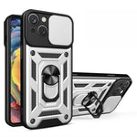 Til iPhone 15 Plus Anti-Fingeraftryk Telefoncover PC+TPU Kickstand Cover med Beskyttelse af Baglinse